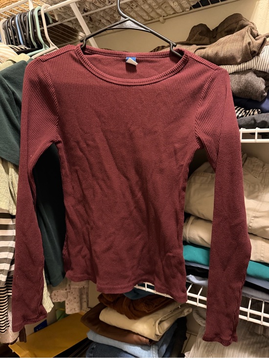 Old Navy Tops - Old Navy Ribbed Long-Sleeve Crewneck Top - Maroon